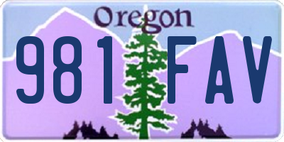 OR license plate 981FAV