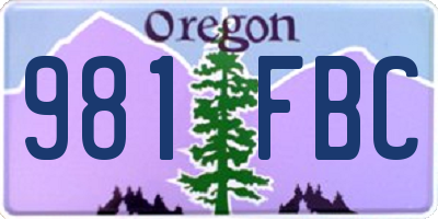 OR license plate 981FBC