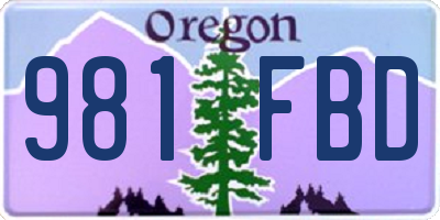 OR license plate 981FBD