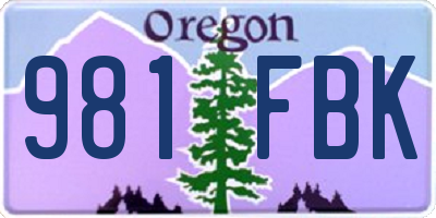 OR license plate 981FBK