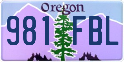 OR license plate 981FBL