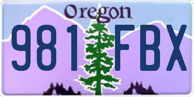 OR license plate 981FBX
