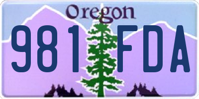 OR license plate 981FDA