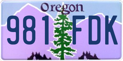 OR license plate 981FDK