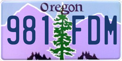 OR license plate 981FDM