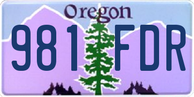 OR license plate 981FDR