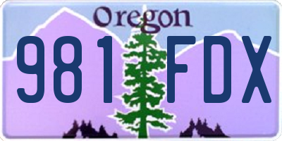 OR license plate 981FDX
