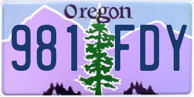 OR license plate 981FDY