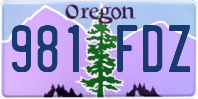 OR license plate 981FDZ