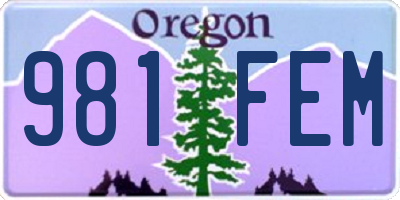 OR license plate 981FEM