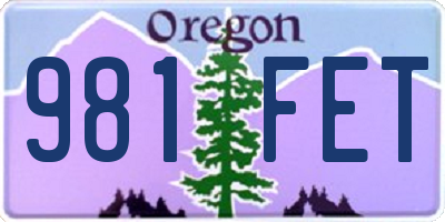 OR license plate 981FET