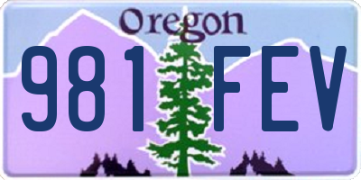 OR license plate 981FEV