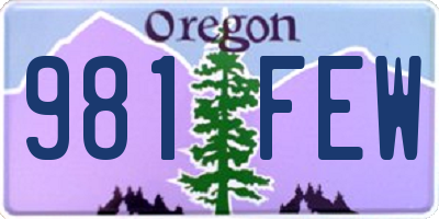 OR license plate 981FEW