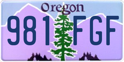 OR license plate 981FGF