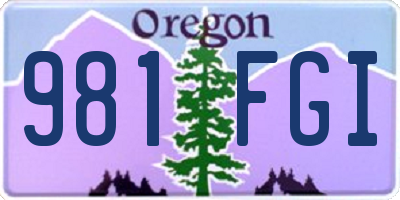 OR license plate 981FGI