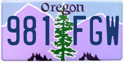 OR license plate 981FGW