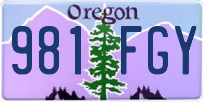 OR license plate 981FGY