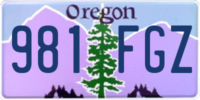 OR license plate 981FGZ