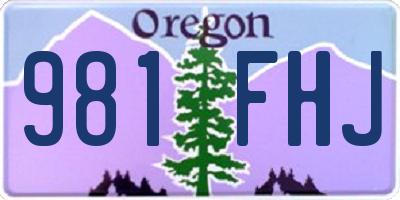 OR license plate 981FHJ