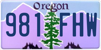 OR license plate 981FHW