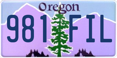 OR license plate 981FIL