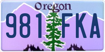 OR license plate 981FKA