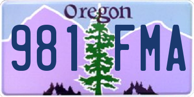 OR license plate 981FMA