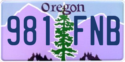 OR license plate 981FNB