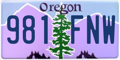 OR license plate 981FNW