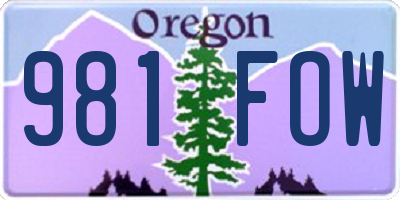 OR license plate 981FOW