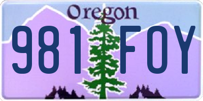OR license plate 981FOY