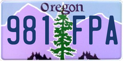 OR license plate 981FPA