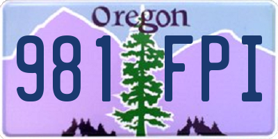 OR license plate 981FPI