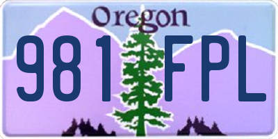 OR license plate 981FPL