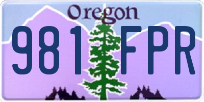 OR license plate 981FPR