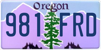 OR license plate 981FRD