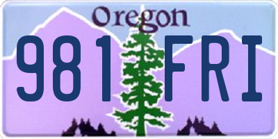 OR license plate 981FRI