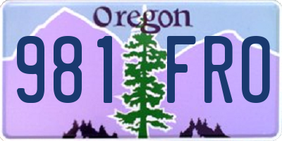 OR license plate 981FRO