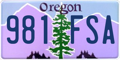 OR license plate 981FSA