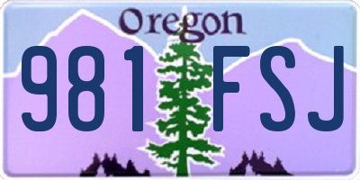 OR license plate 981FSJ