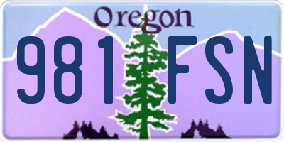 OR license plate 981FSN