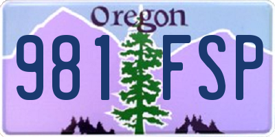 OR license plate 981FSP