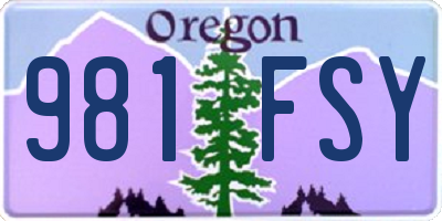 OR license plate 981FSY