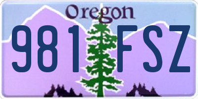 OR license plate 981FSZ