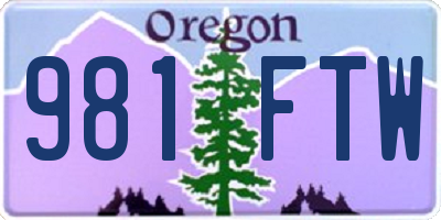 OR license plate 981FTW