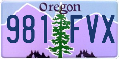 OR license plate 981FVX