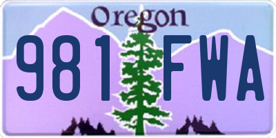OR license plate 981FWA