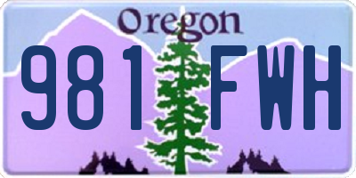 OR license plate 981FWH