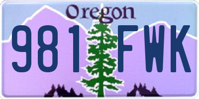 OR license plate 981FWK