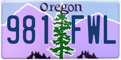 OR license plate 981FWL